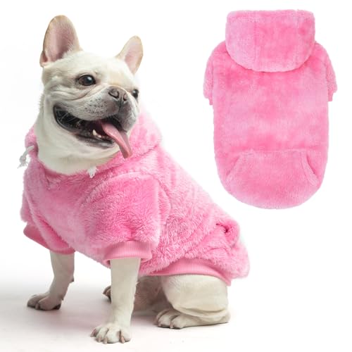 Fleece Dog Sweaters Hoodie for Small Medium Large Dogs Girls Boys (Medium / Rose red)