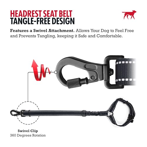 Dog Seat Belt for Car Headrest (Black)