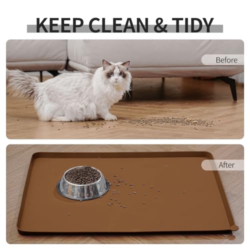 Silicone Pet Feeding Mat (Brown / 18.5" x 11.5")