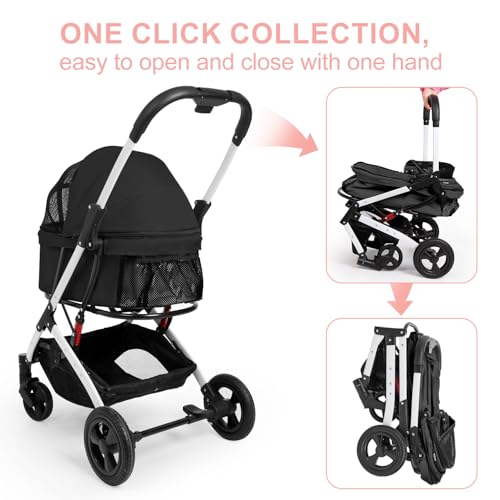 Pet Stroller for Small Dogs and Cats (Black)