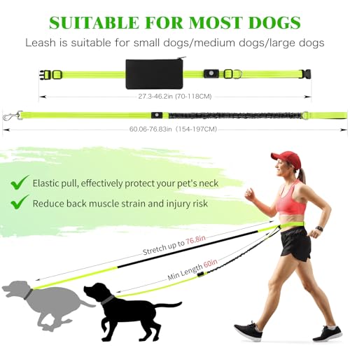 Light Up Waist Leash for Dog Walking (Green)