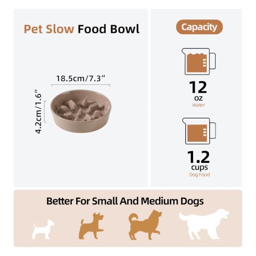 Ceramic Slow Feeder Dog Bowls (Brown Coffee)