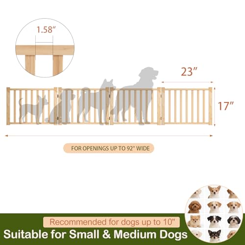 Wooden Freestanding Dog Gate Indoor (【4 Panels】H:16.9")