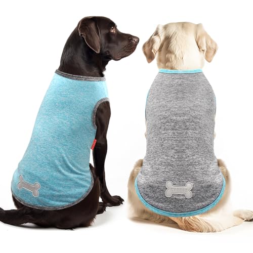 2Pack Dog Shirt for Large Dogs Sun Protection Tank Top for Summer (XXX-Large (55-75lbs) / 1# 2Pack (Grey+Blue))