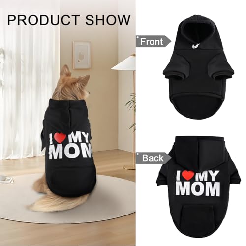 Dog Basic Hoodie Soft Dog Clothes Cold Weather Sweaters for Medium Large Dogs Cozy Fabric Warm Sweatshirt with Leash Hole for Boys (I LOVE MY DAD / L (Back: 20.47",Chest: 28.35",20-35lbs))