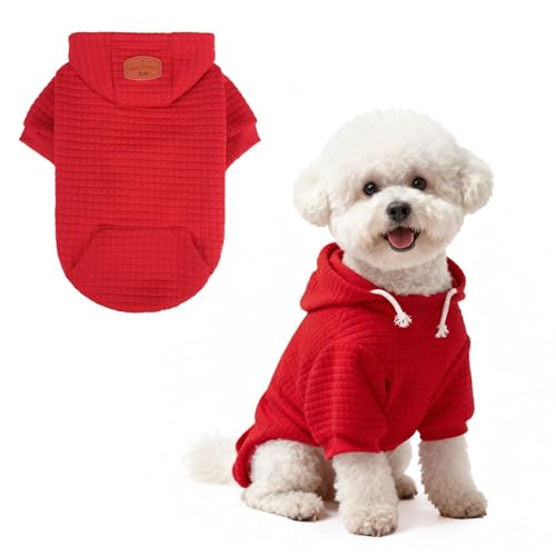 Dog Hoodies Sweater for Small Dogs (Red / S/M (Back: 14",Chest: 19", Neck: 12"))
