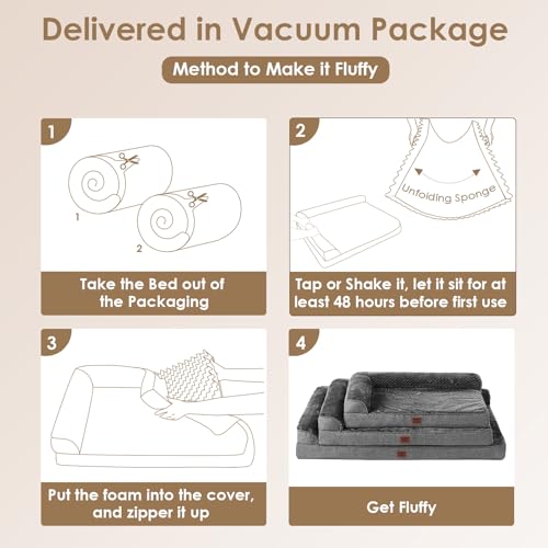 XL Dog Bed Memory Foam for Crate (Dark Grey / 41.0"L x 27.0"W x 6.5"Th)