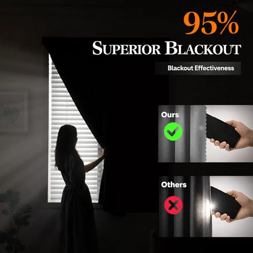 Magic Tape Stick on Curtains Blackout Curtains for Bedroom no Drillng Self Adhesive Curtain no Rod Small Window (Grey / 59"W x 71"L (Pack of 2))
