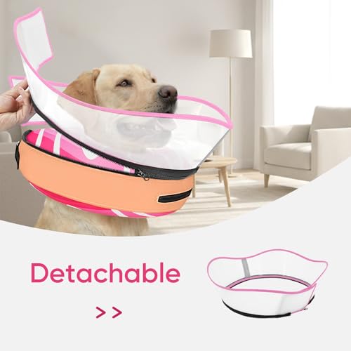 Raised Inflatable Dog Cone After Surgery (DonutPink / XL（(Neck 14"-18")）)