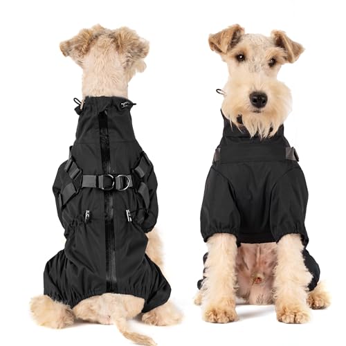 Waterproof Dog Raincoat (M Back Length 14.6" / Black)