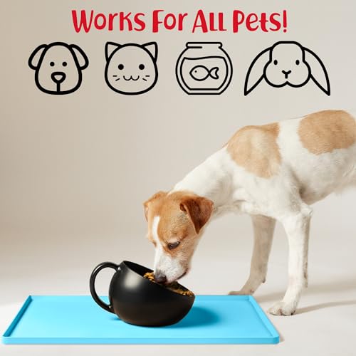 Dog Food Mat Waterproof Dog Bowl Mat for Food and Water (Large: 24" x 16" / Maya)