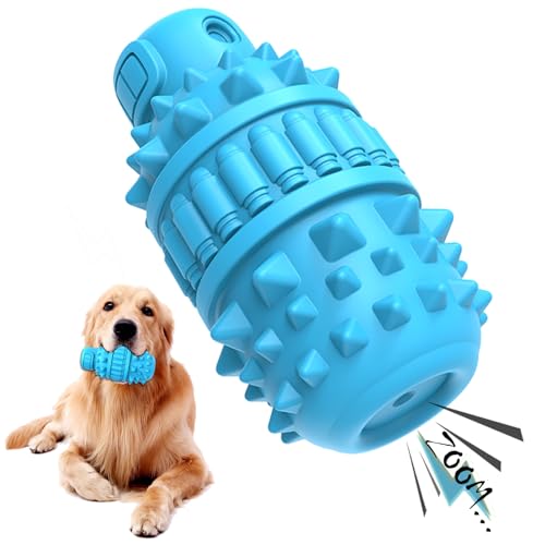 Natural Rubber Squeaky Dog Chew Toy for Large Aggressive Chewers (Azure / Large（For 55–90lb dogs）)