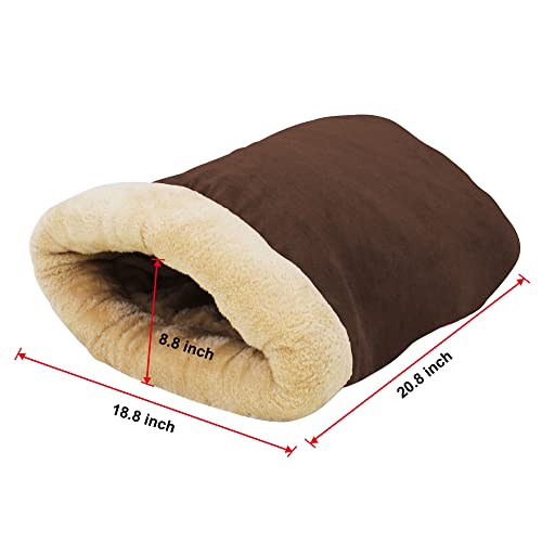 4 in 1 Self Warming Burrow Cat Bed Hideway Sleeping Cuddle Cave (Brown)