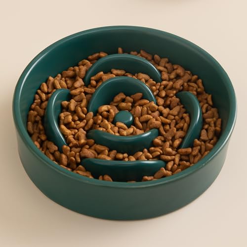 6'' Ceramic Slow Feeder Dog Bowls (6 inch / Green)