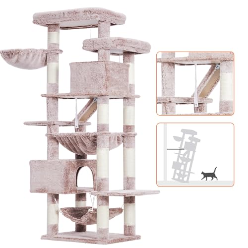 Cat Tree, 71-Inch-Tall Tower for Indoor Cats with 2 Perches HCT034MU (Rosy Brown / 71 inch)