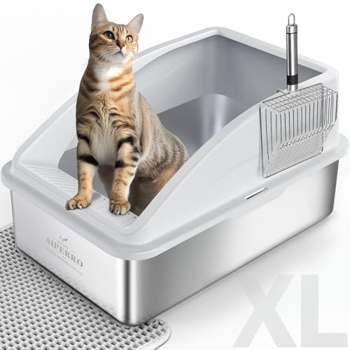 Stainless Steel Litter Box (Silver Grey / X-Large)