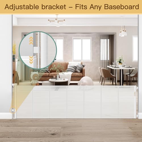 Reinforced 100 Inch Retractable Baby Gates for Doorways Extra Wide to Prevent Crawling Through (White / 33" Tall x 100" Wide（ With Reinforced Bar ）)
