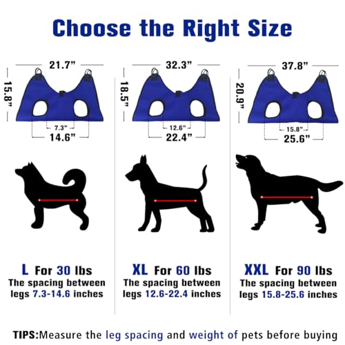 Dog Grooming Hammock Grooming Harness for Small Dogs Pet Grooming Hammock with Nail Clippers (L for 30 LB)