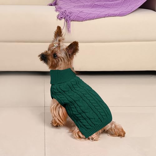 Dog Sweater 2 Pack for Small Dogs (Red & Green / X-Small)