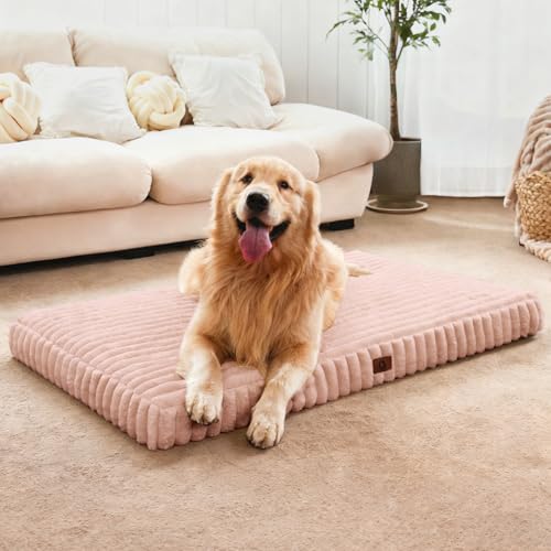 Medium Dog Bed Orthopedic Foam with Waterproof Lining (M(30"*20"*3") / Pink)
