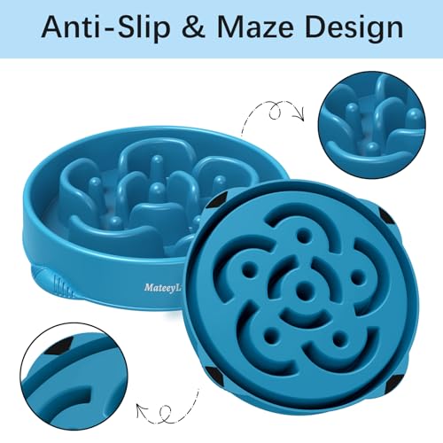 1 Pack Slow Feeder Dog Bowls (G-DarkBlue / Large)
