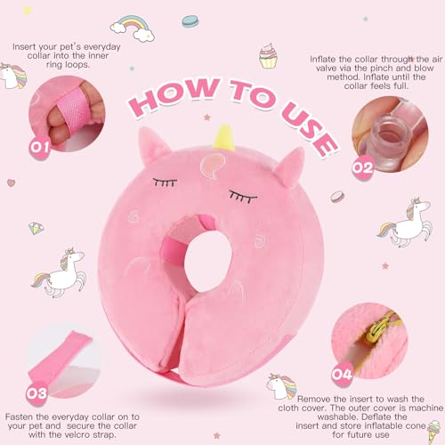 Inflatable Recovery Dog Collar (Unicorn / Large + (Neck:18''-20''))