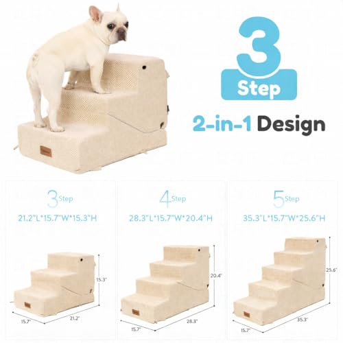 3 Step Dog Stair and Ramp for Small Dogs and Cats