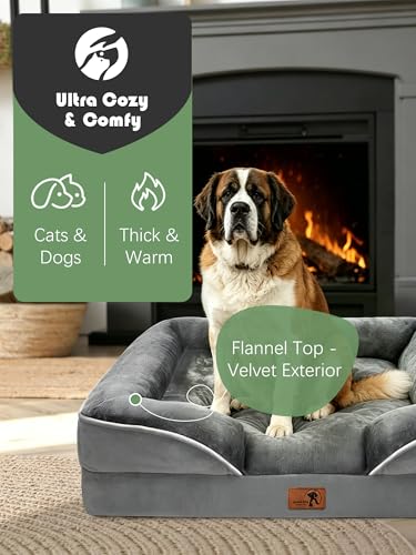 Orthopedic Dog Bed with Sides (53.0"L x 42.0"W x 8.0"Th / Grey)