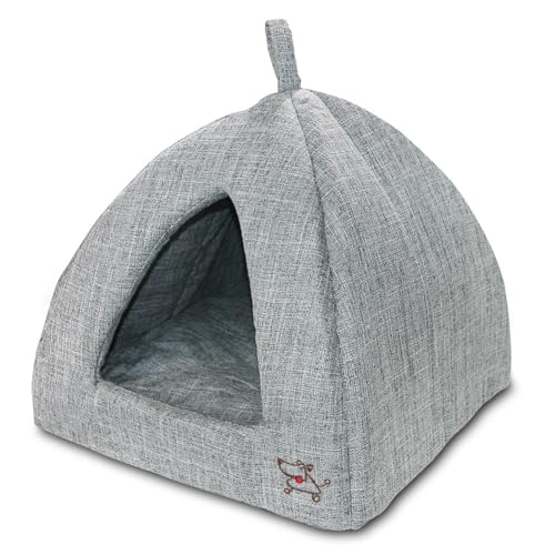 Cat Bed for Indoor Cat (Gray Linen / 19" x 19" x H:19")