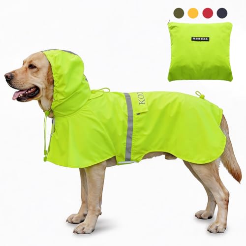 Dog Raincoat Waterproof Hooded (Fluorescent Yellow / 6XL-Fit for 99 to 110 pounds)