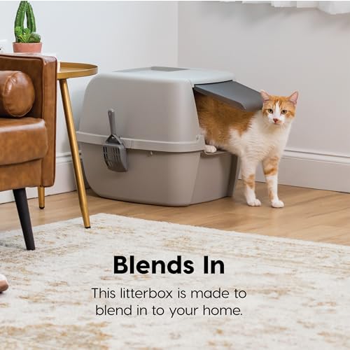 Large Front Door Cat Litter Box (Jumbo Enclosed / Gray)