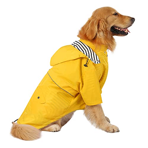 Premium 2 Layer Zip Dog Raincoat Poncho w (XXX-Large / Yellow)