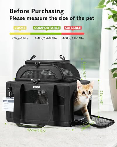 Top Expandable Airline Approved Pet Carrier for Cats (Dark Gray)