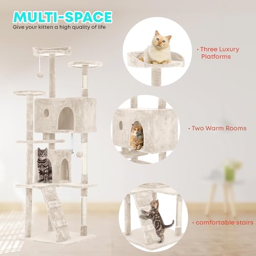 70" Cat Tree Tower (Beige)