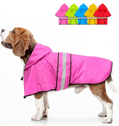 Waterproof Hooded Dog Raincoat (Pink / Medium)
