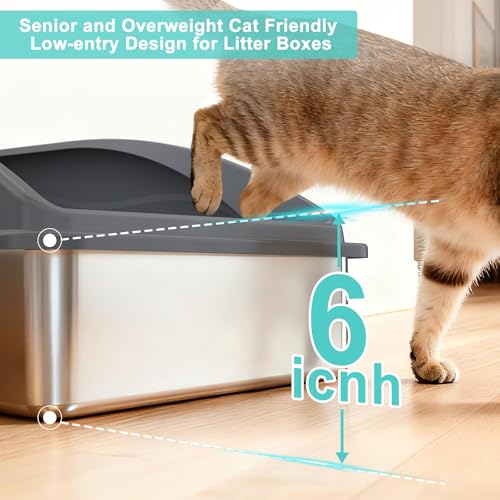Stainless Steel Litter Box Extra Large for Big Cats and Multi (Dark Grey / XXX-Large)