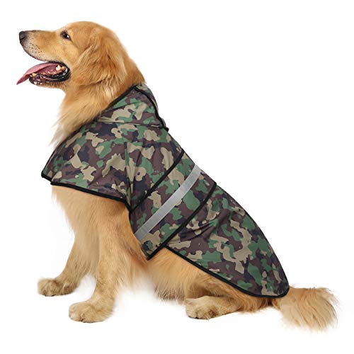 Dog Raincoat with Hood & Leash Hole S (X-Large / Green Camo)