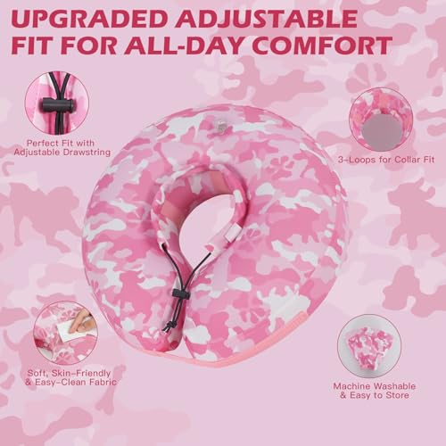 Inflatable Recovery Dog Cone Collar (Pink Camo / Large (Neck:14''-17''))