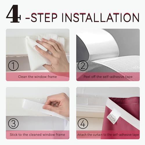 Self Adhesive Curtain (Burgundy / 47"W x 84"L (Pack of 1))