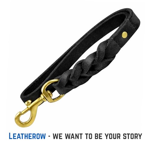 Leather 15 Inch Dog Leash Black (Black / 1 FT)