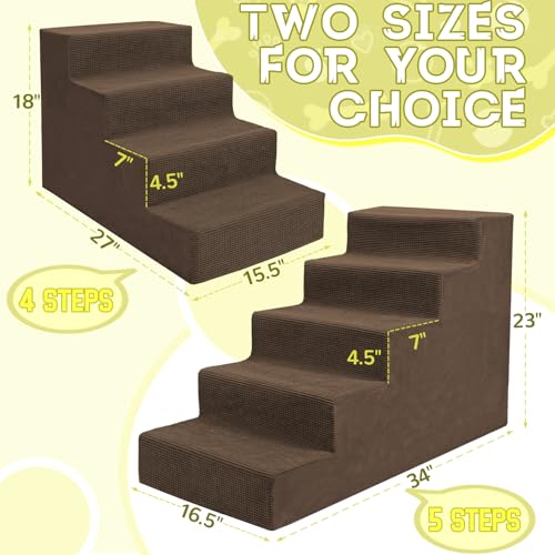 Dog Stairs for Small Dog and Cats (brown / 16.5" x 34" x 23")
