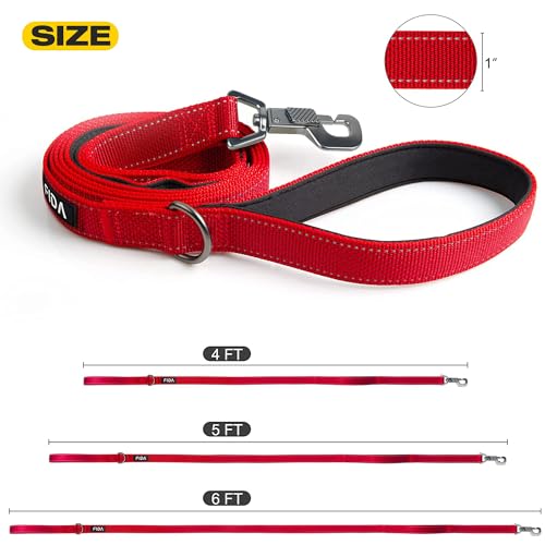 Heavy Duty Dog Leash for Medium Large Dogs (6 Feet (Pack of 1) / Red)