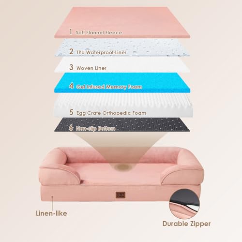 Orthopedic Dog Beds Large Sized Dog (Dusty Pink / 41.0"l X 27.0"w X 6.5"th)