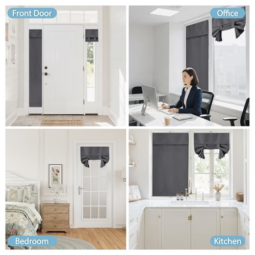 Blackout Curtain Privacy Window Drape for Living Room Bedroom Door (Grey / 36"W x 69"L (Pack of 1))