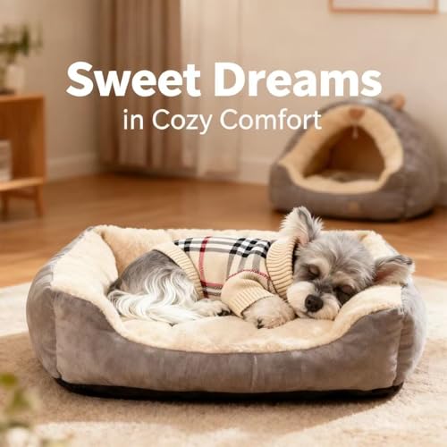 Small Medium Dog Sweater (Grid Apricot / Medium)