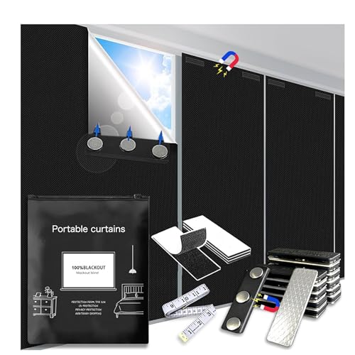 100% Blackout Curtains Blinds Portable Magnetic Window Shades Cover for Any Size