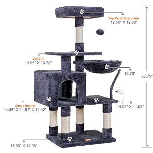 Cat Tree with Toy (50.4 inch / Smoky Gray)