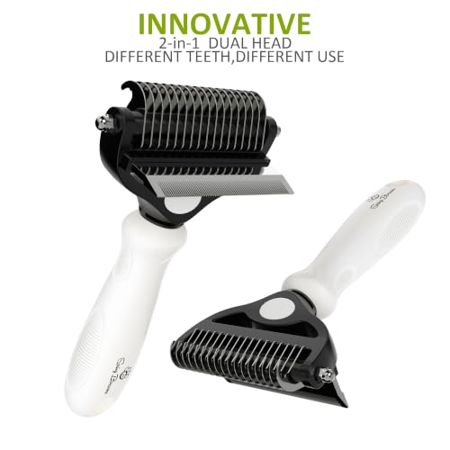 2 in 1 Professional Grooming Rake for Cats & Dogs (Cloud Dancer White)