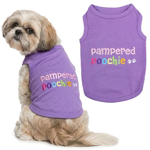 Dog Shirt 100% Cotton Shirts for Medium Dogs (Medium / Pampered Poochie)