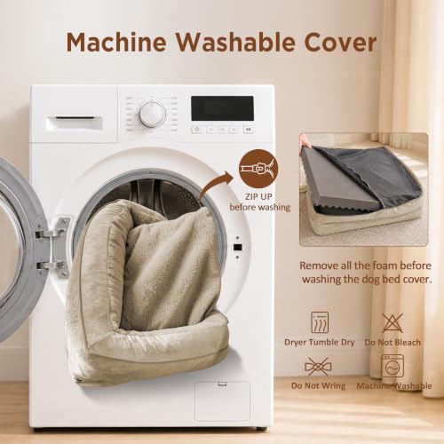 Waterproof Orthopedic Dog Beds for Extra Large Dog (53.0"L x 42.0"W x 8.5"Th / Light Brown)